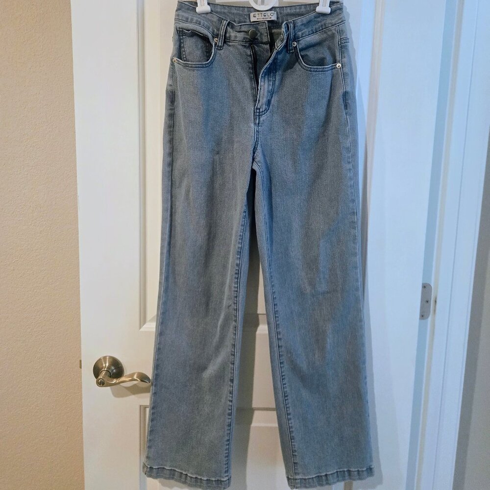 Womens Jeans High Waisted Straight Leg Loose Stretchy Lightweight Tummy Control